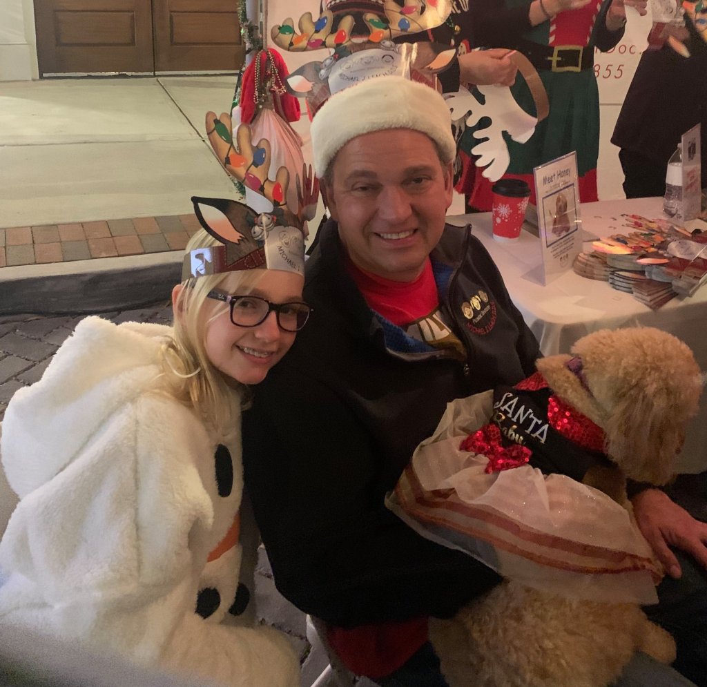 Dr. Leach and Mia at Christmas Tree Lighting - Alpharetta, GA