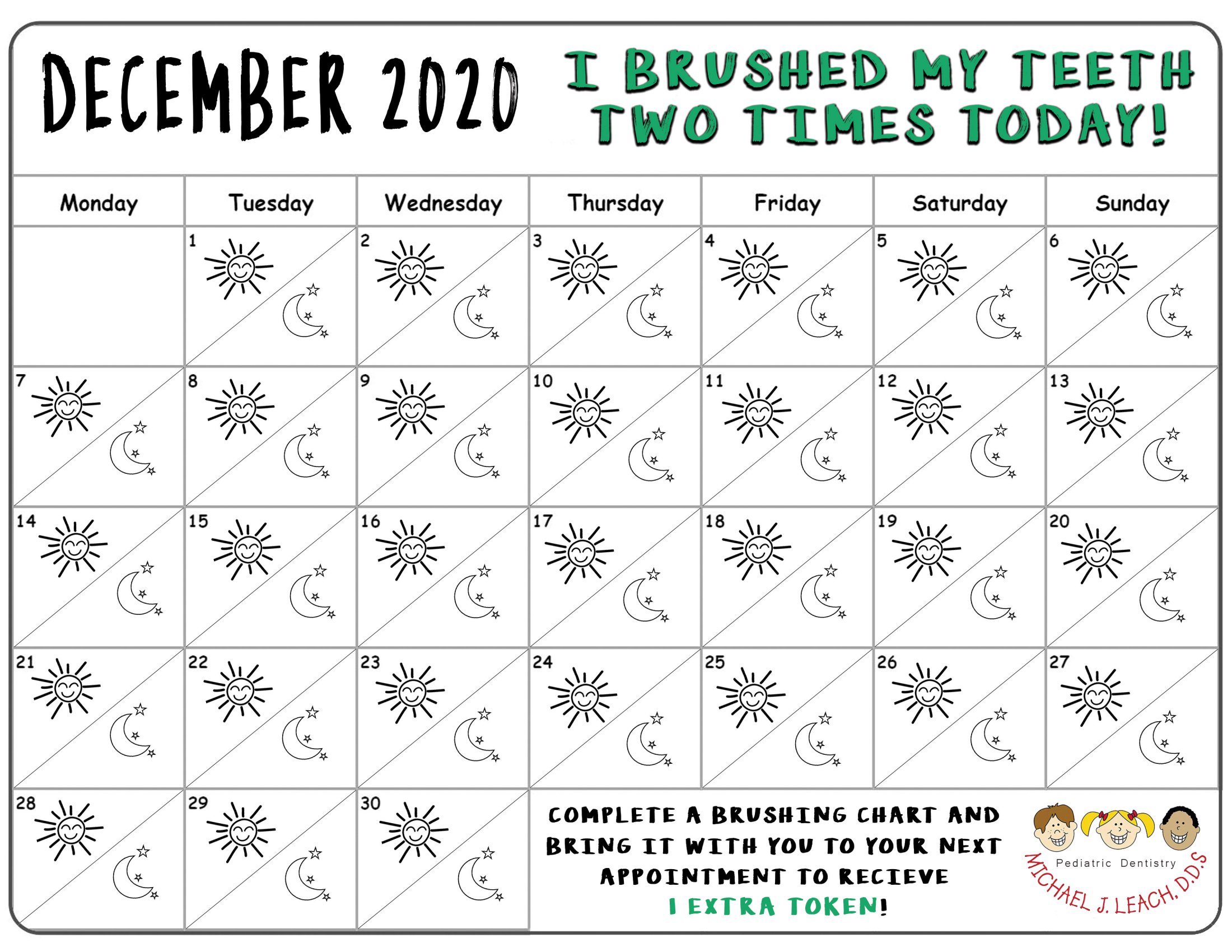December 2020 Brushing Chart