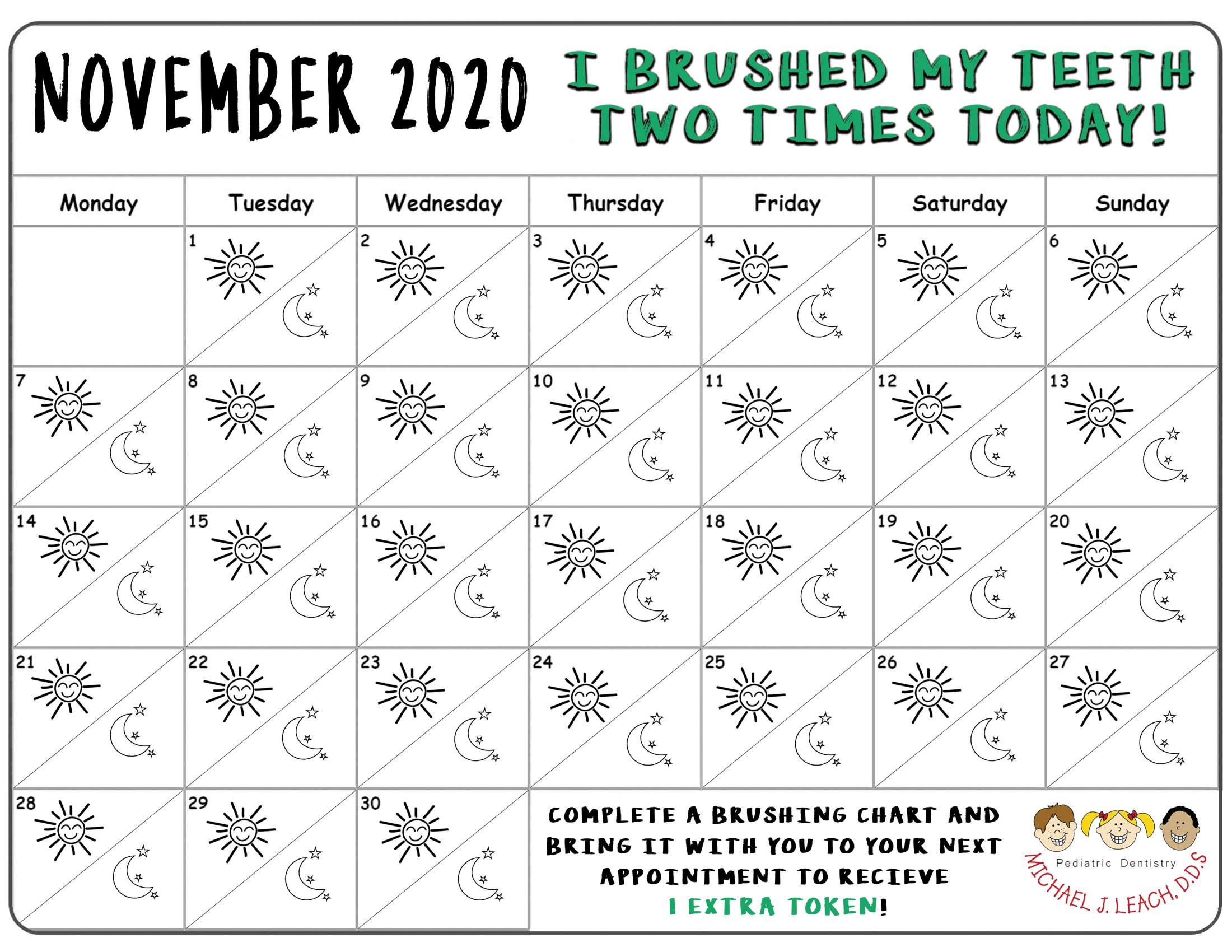 November 2020 Brushing Chart